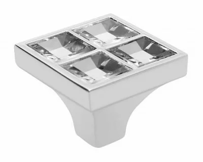 GTV: Ручка-кнопка с кристаллами 27х27мм, хром UZ-02CF27-01