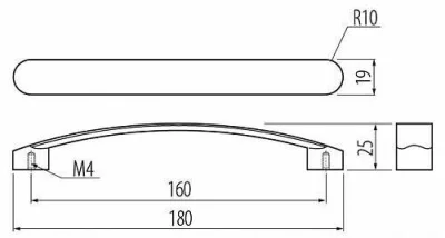Ручка мебельная GENUA C=160 мм, алюминий GTV UZ-GENUA160-05
