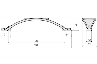 Ручка-скоба 128мм, отделка бронза "Валенсия"