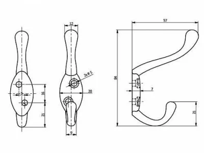 GTV: Мебельный крючок MALAGA M, хром WA-MALAG-B0-01