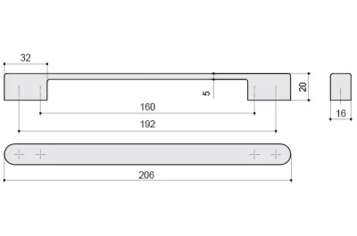 Ручка-скоба 192-160мм, отделка никель матовый