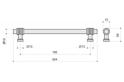 Ручка-скоба 192 мм, отделка античное железо
