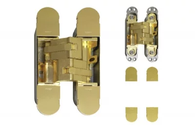 Петля скрытая для дверей и фасадов толщиной от 40мм, отделка латунь