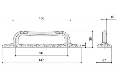 Ручка-скоба 96мм, отделка серебро античное