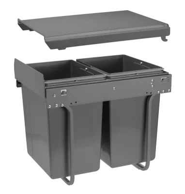 GTV: Сегрегатор для модуля 400 мм (2x20L) антрацит, без крепления фасада, с доводчиком: PB-45-002x20-60A