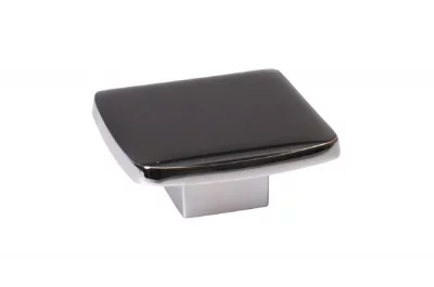 Ручка-кнопка 16мм, отделка хром глянец + дымчато-серая смола