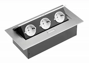 GTV: Удлинитель для офиса - Разъем расширения рабочего стола Schucko х 3, Алюминиум AE-PB03GS-53