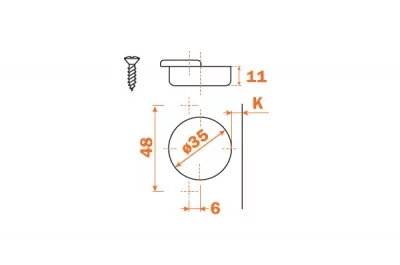 Петля терминальная короткая (толщина фасада до 32 мм)