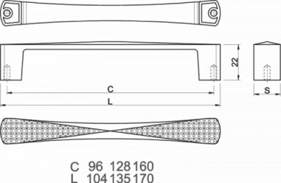 GTV: Ручка мебельная COMO, C=96мм, хром UZ-COMO096-01
