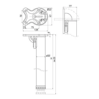 GTV: Нога d.50 Н710 для стола СКЛАДНАЯ, хром NM-F50710-01