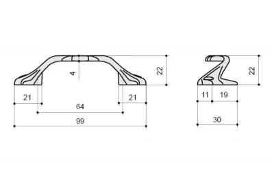 Ручка-скоба 64мм, отделка черненое железо с белой патиной
