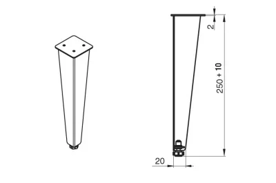Ножка декоративная Милан, h.250, отделка черный бархат (матовый)
