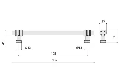 Ручка-скоба 128мм, отделка старая бронза