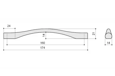 Ручка-скоба 160мм, отделка сталь шлифованная