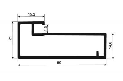Профиль рамочный 50х21, L=4000мм, отделка алюминий анодированный Профиль рамочный 50х21, L=4000мм, отделка алюминий анодированный