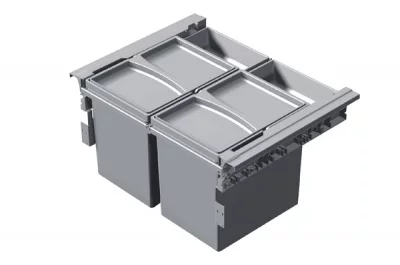 Система хранения выкатная, в базу 600, H298 (2 ведра + 2 контейнера), отделка пластик серый