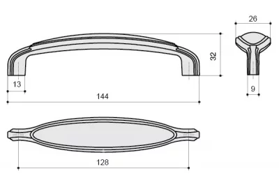 Ручка-скоба 128мм, отделка хром глянец + керамика