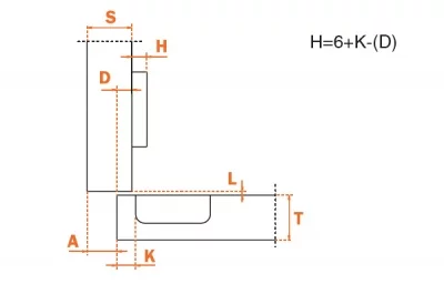 Петля 94" полунакладная (толщина фасада 19-35 мм)