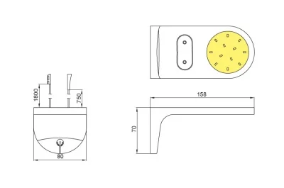 Светильник LED Angolo-T, 5W/12V, 3000K, отделка шампань