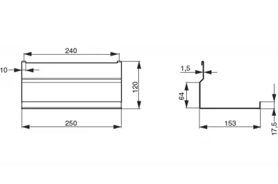 Полка универсальная 1-уровневая, 250х153х120мм, отделка черный бархат (матовый)