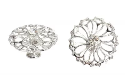 Ручка-кнопка, отделка никель + горный хрусталь