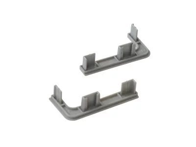 Комплект торцевых заглушек Г-образных верхнего профиля GOLA Alphalux(2 части:L+R), пластик серый