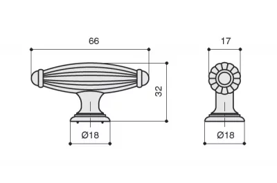 Ручка-кнопка, отделка бронза английская