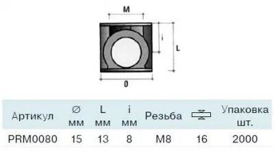 BО32 Стяжка коническая D15 (для ДСП 16 мм), цинк