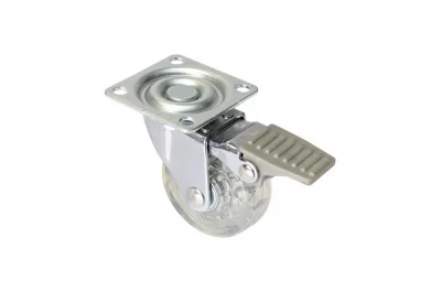 Колесо d=50 Н.65 с тормозом, отделка хром глянец/транспарент