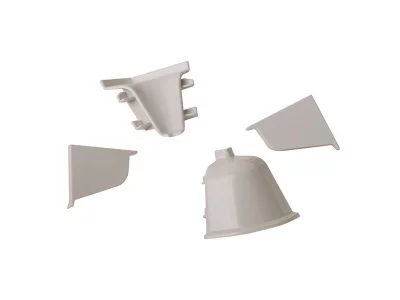 Комплект соединителей овального пристеночного бортика (VER%/35), (4ч.:2 загл., 90°внут.+90°внеш.)пластик, светло-серый 98102