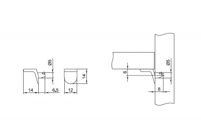 Полкодержатель Г-образный с зазубринами, отделка никель (за 100 штук)