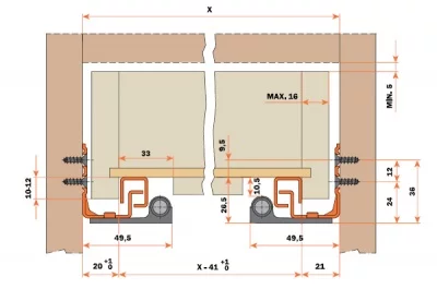 6155/400 Futura Smove Комплект направляющих L=400мм частичного выдвижения с доводчиком