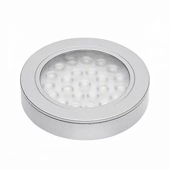 GTV: Светильник LED врезной с кольцом Vasco, 12V DC, 24 SMD3528, 200см провод с miniAMP (2 метиза, скоч 3M) алюминий, теплый белый LD-VA24CB-53