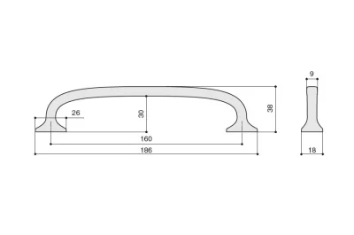 Ручка-скоба 160мм, отделка железо античное