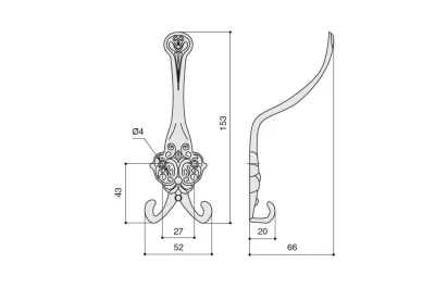 Вешалка, отделка вороненое железо