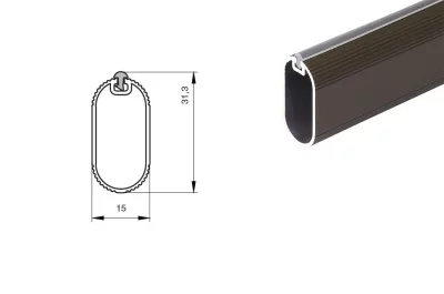 Штанга для одежды 15х30 под демпфер, L=3000мм, отделка бронза