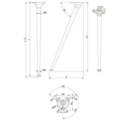 GTV: Опора 40х710 складная с верхним креплением с регулировкой наклона и высоты, хром: NM-X-LINE40710-01