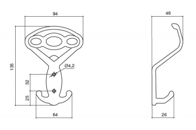 Вешалка, отделка серебро античное