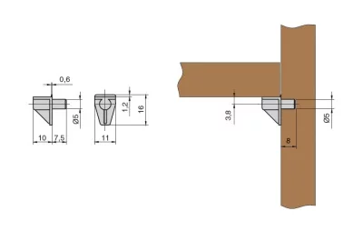 Полкодержатель с упором, отделка транспарент (за 100 штук)