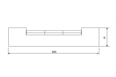 Решётка вентиляционная для цоколя алюминиевого H.100, L=600, сталь нержавеющая полированная