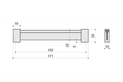 Ручка-скоба 160мм, отделка хром матовый лакированный + венге
