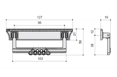 Ручка-скоба 96мм, отделка бронза &quot;Флоренция&quot;