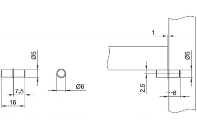 Полкодержатель круглый d.5мм, отделка никель (за 100 штук)