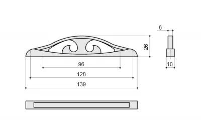 Ручка-скоба 128-096мм, отделка бронза античная французская