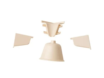 Комплект соединителей овального пристеночного бортика (VER%/35), (4ч.:2 загл., 90°внут.+90°внеш.) пластик, светло-бежевый 92107