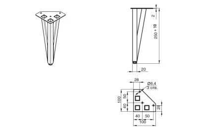 Ножка декоративная Риза, h.250, отделка золото (перламутр)