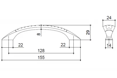 Ручка-скоба 128мм, отделка алюминий