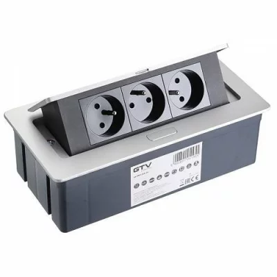 GTV: Удлинитель настольный SOFT 3 розетки AE-PBSC3GU-53 (French), серый, с проводом 1,5 метра: AE-PBSC3GU-53
