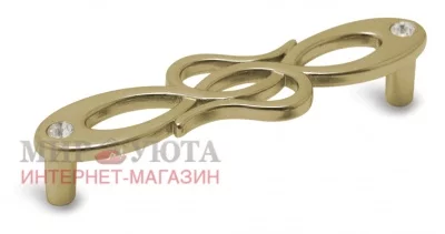 Ручка-скоба 96мм золото с кристаллами Сваровски: 1021K.96.15