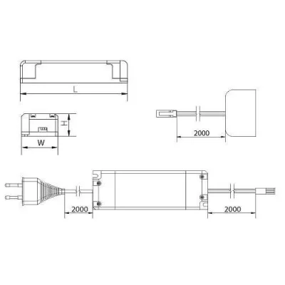 GTV: Блок питания для светодиодов 220/12V 7W, IP20, 6хMINI АМР, с проводами и дистрибьютором: LD-ZZAS07PROKD6